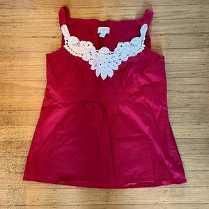 Ann Taylor LOFT CORAL embroidered tank top
